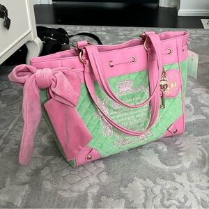 Juicy Couture Pink and Mint Green Tote